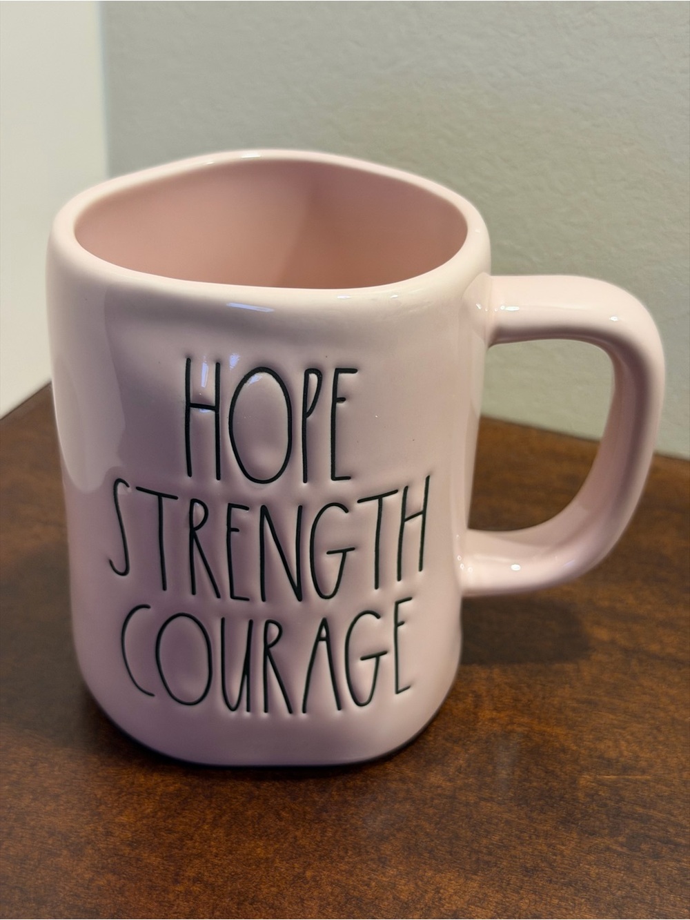 Rae Dunn Pink 'Hope Strength Courage' Ceramic Mug